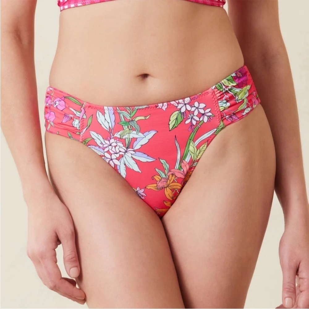 Tommy Bahama Summer Floral Checks  Reversible Hipster Swim suit Bottom Sz Small